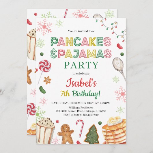 Pannenkoeken en pyjama's Kerstdag Kaart (Voorkant / Achterkant)