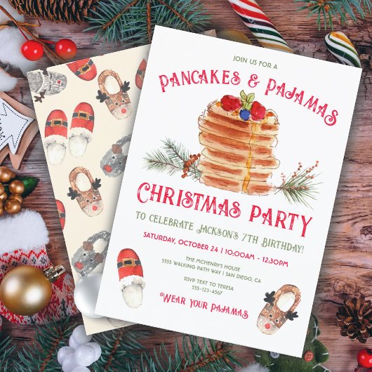 Pannenkoeken en pyjama's kerstfeest kaart