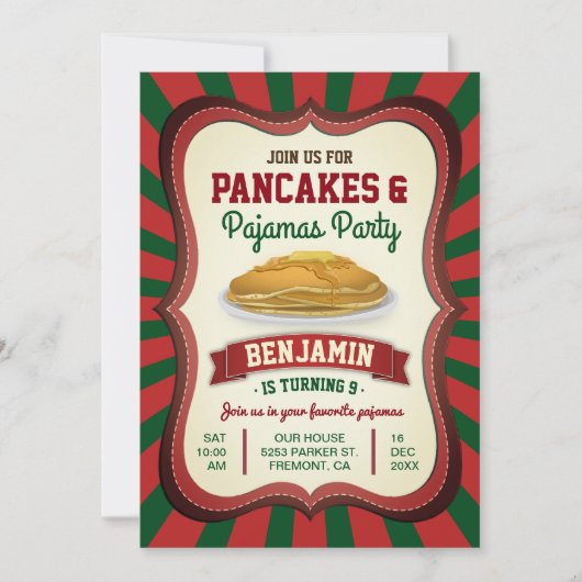 Pannenkoeken en pyjama's | Kerstfeest Kaart (Voorkant)