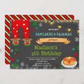 Pannenkoeken en pyjama's kerstuitnodiging kaart (Voorkant / Achterkant)