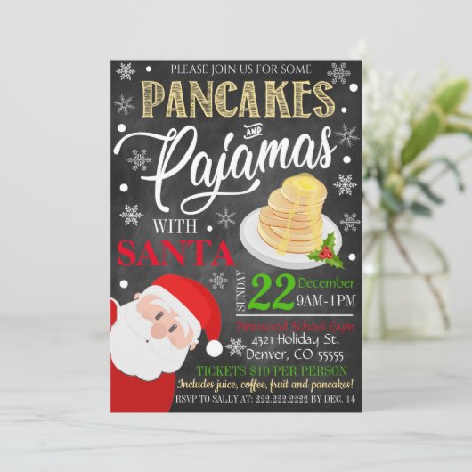 Pannenkoeken en pyjama's met Kerstmis Kaart (Staand voorkant)