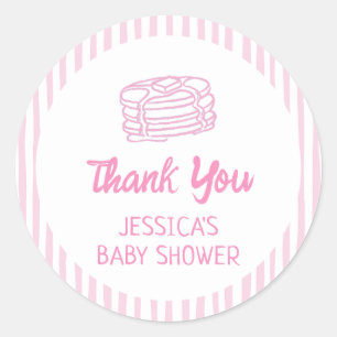 Pannenkoeken en Pyjama's Ontbijt Meisje Baby Showe Ronde Sticker
