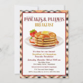 Pannenkoeken en Pyjama's Ontbijt Uitnodiging (Voorkant)