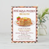 Pannenkoeken en Pyjama's Ontbijt Uitnodiging (Staand voorkant)