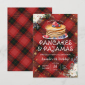 Pannenkoeken en pyjama's rood geplakt kerstverjaar kaart (Voorkant / Achterkant)