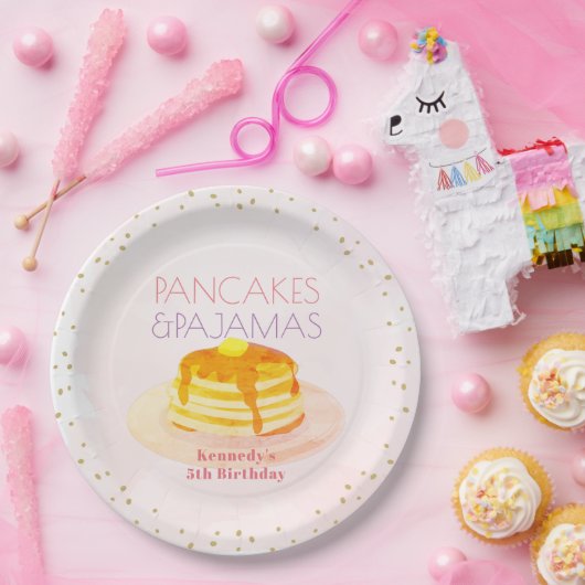 Pannenkoeken en pyjama's Roze goudpapier Bord (Feest)