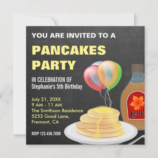 Pannenkoeken en pyjama's schoolbord verjaardagsfee kaart (Voorkant)