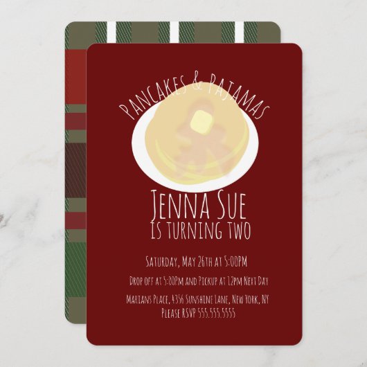 Pannenkoeken en Pyjama's Slaapfeest Meisjes | Geru Kaart (Voorkant / Achterkant)