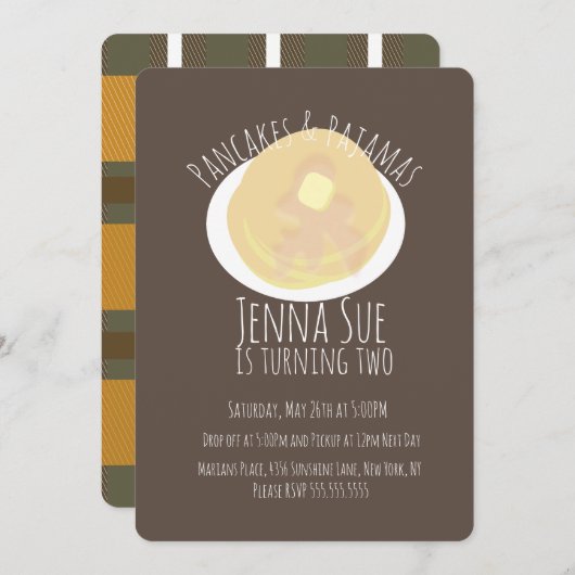 Pannenkoeken en Pyjama's Slaapfeest Meisjes | Herf Kaart (Voorkant / Achterkant)