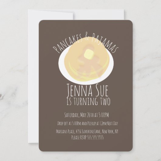 Pannenkoeken en Pyjama's Slaapfeest Meisjes | Herf Kaart (Voorkant)