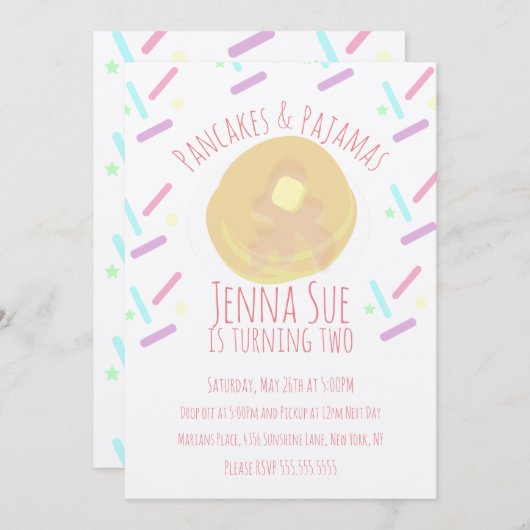 Pannenkoeken en Pyjama's Slaapfeest Strooigoed Kra Kaart (Voorkant / Achterkant)