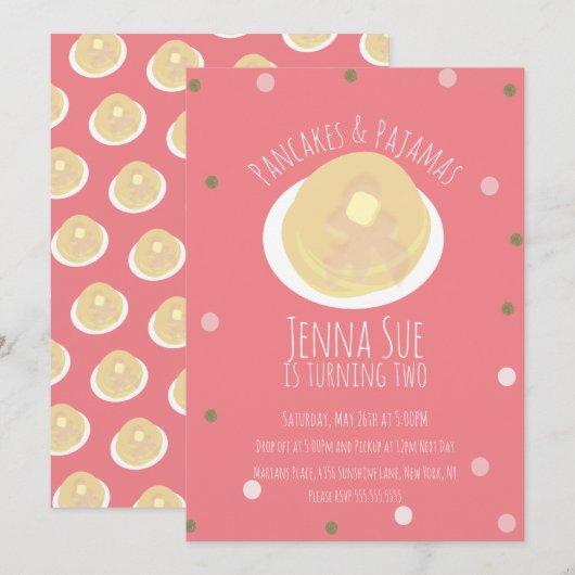 Pannenkoeken en pyjama's Slapepover Girls Confetti Kaart (Voorkant / Achterkant)