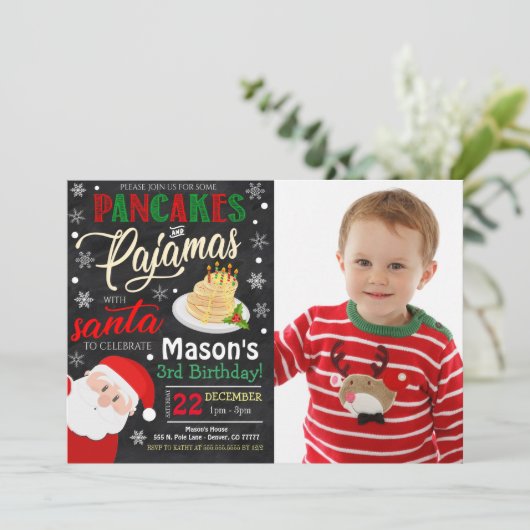 Pannenkoeken en pyjama's Uitnodiging voor kerstfee (Staand voorkant)