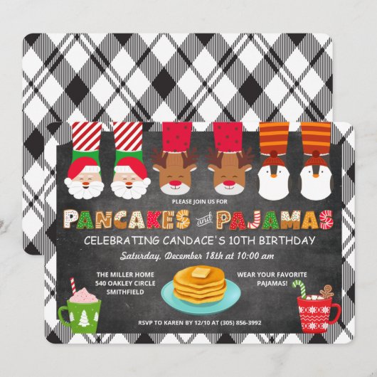 Pannenkoeken en Pyjama's Vakantie Uitnodiging (Voorkant / Achterkant)