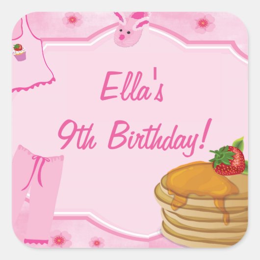 Pannenkoeken en pyjama's Verjaardag Stickers (Voorkant)