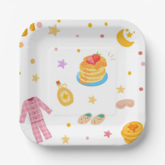 Pannenkoeken en pyjama's Verjaardagsfeest Papier B Papieren Bordje