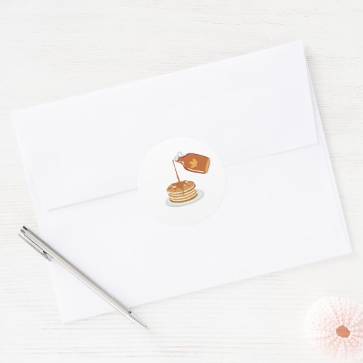 Pannenkoeken en siroop ronde sticker (Envelop)