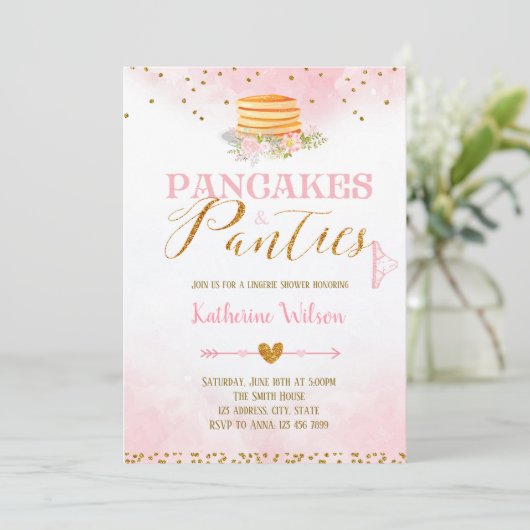 Pannenkoeken en slipjes lingerie kaart uitnodiging (Staand voorkant)