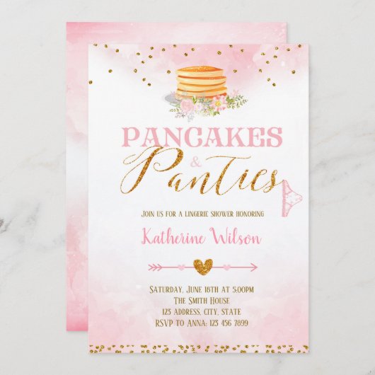Pannenkoeken en slipjes lingerie kaart uitnodiging (Voorkant / Achterkant)