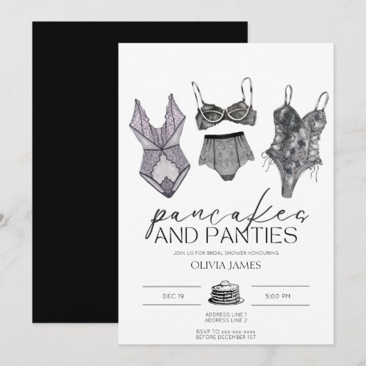 Pannenkoeken en slipjes lingerie vrijgezellenfeest kaart (Voorkant / Achterkant)