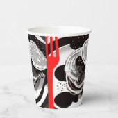 Pannenkoeken en vorkschijven papieren bekers (Links)