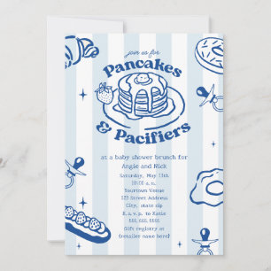 Pannenkoeken & Fopspenen Blauwe Baby Shower Uitnod Kaart