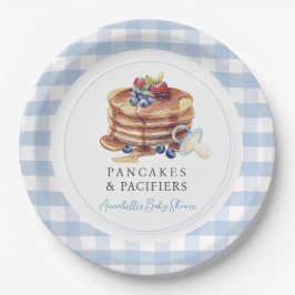 Pannenkoeken & Fopspenen Blauwe Gingham Jongens Ba Papieren Bordje