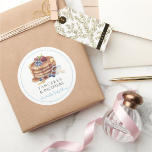 Pannenkoeken & Fopspenen Blauwe Jongen Baby Shower Ronde Sticker