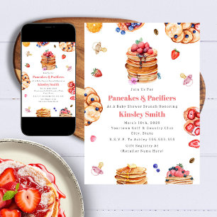 Pannenkoeken & Fopspenen Meisje Baby Shower Ontbij Kaart