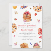 Pannenkoeken & Fopspenen Meisje Baby Shower Ontbij Kaart (Voorkant)