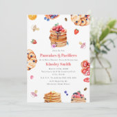 Pannenkoeken & Fopspenen Meisje Baby Shower Ontbij Kaart (Staand voorkant)