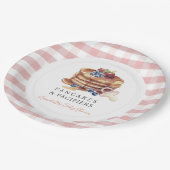 Pannenkoeken & Fopspenen Roze Gingham Jongens Baby Papieren Bordje (Gekanteld)