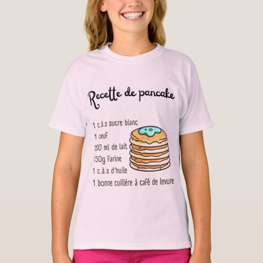 Pannenkoeken gebak recept Kinder Tiener bakken T-s T-shirt (Voorkant)