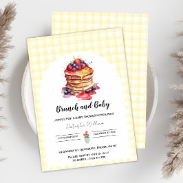 Pannenkoeken Gingham Plaid Brunch Baby shower Kaart