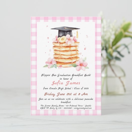 Pannenkoeken Graduation Party Invitation0 Kaart (Staand voorkant)