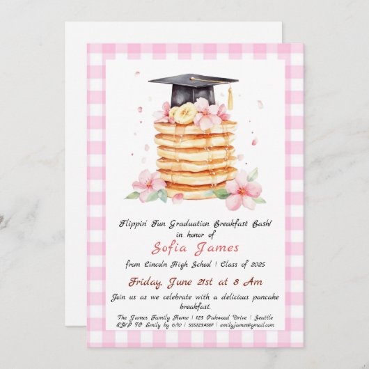 Pannenkoeken Graduation Party Invitation0 Kaart (Voorkant / Achterkant)