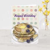 Pannenkoeken Happy Birthday Polka Dots Kaart (Gele Bloem)