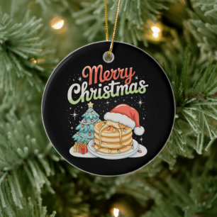 Pannenkoeken Kerstman Hoed Kerstboom Lichtjes Kers Keramisch Ornament