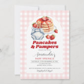 Pannenkoeken Luier Baby Shower Roze Gingham Kaart (Voorkant)