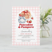 Pannenkoeken Luier Baby Shower Roze Gingham Kaart (Staand voorkant)