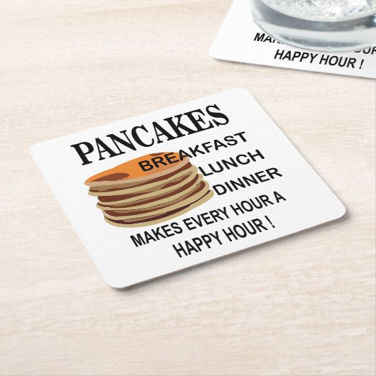 Pannenkoeken maakt elk uur een happy hour pannenko kartonnen onderzetters (Schuin)