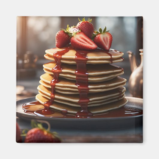 Pannenkoeken met aardbeien magneet (Voorkant)