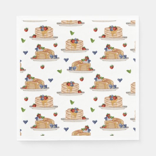 Pannenkoeken met bessen ontbijt brunch in waterver servet (Voorkant)