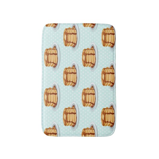 Pannenkoeken met Maple Syrup en Polkadot Pattern Badmat (Voorkant Verticaal)