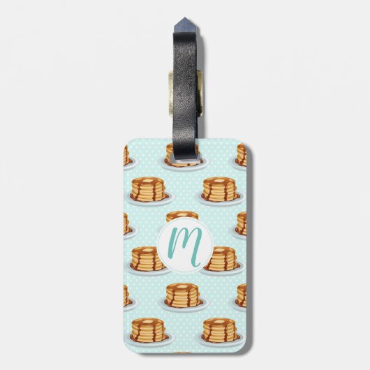 Pannenkoeken met Maple Syrup en Polkadot Pattern Bagagelabel (Achterkant verticaal)