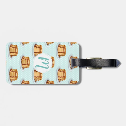 Pannenkoeken met Maple Syrup en Polkadot Pattern Bagagelabel (Achterkant horizontaal)