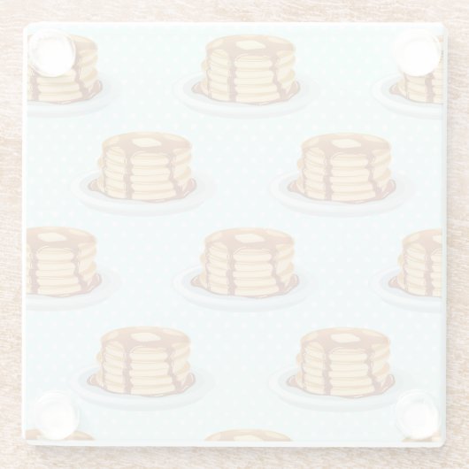 Pannenkoeken met Maple Syrup en Polkadot Pattern Glazen Onderzetter (Achterkant)