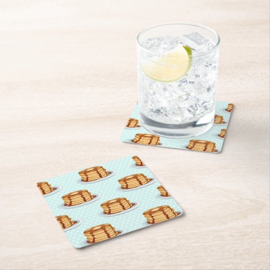 Pannenkoeken met Maple Syrup en Polkadot Pattern Kartonnen Onderzetters (Insitu)