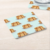 Pannenkoeken met Maple Syrup en Polkadot Pattern Kartonnen Onderzetters (Schuin)
