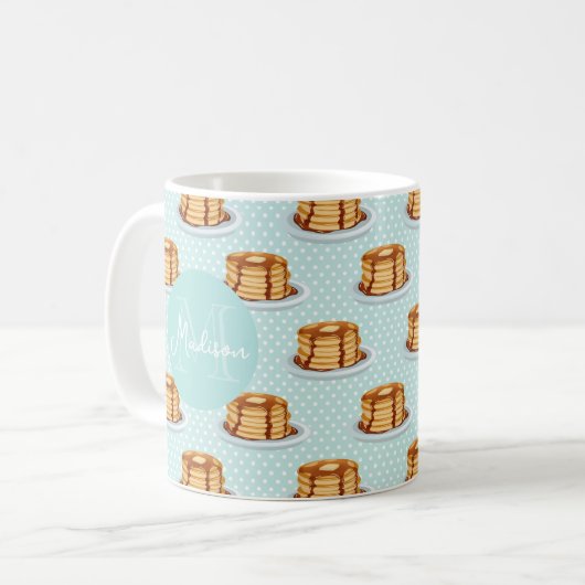 Pannenkoeken met Maple Syrup en Polkadot Pattern Koffiemok (Voorkant links)